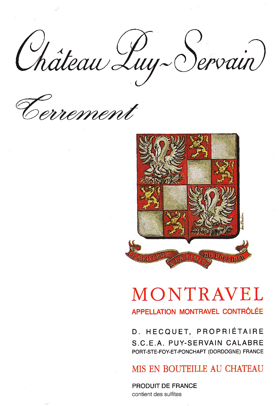 Etiquette Château Puy Servain Terrement