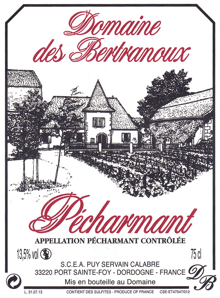 Etiquette Domaine des Bertranoux Pécharmant