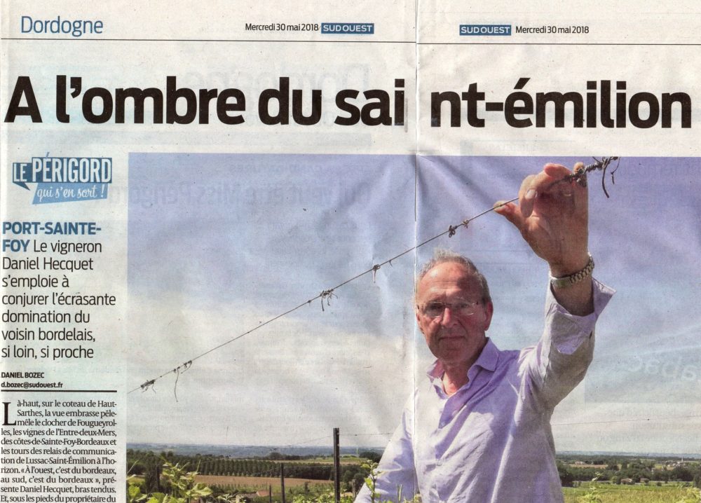 Article Sud-Ouest : Le vignoble qui vit à l'ombre de Saint-Emilion